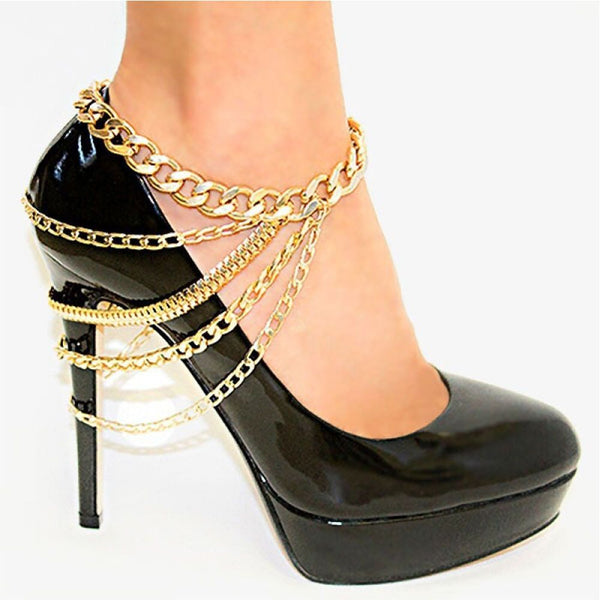 Fashion Multi-layer Chain High Heel Shoe Simple Foot Ankle  Anklet