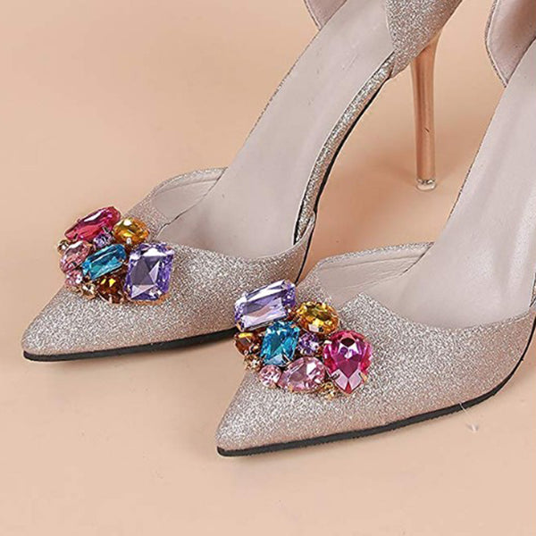 2 Rhinestone Shoe Charm Buckle Detachable Shoe Clip