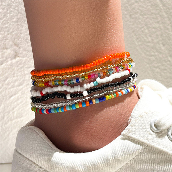 7pcs/Set New Handmade Beaded Anklet Bracelets