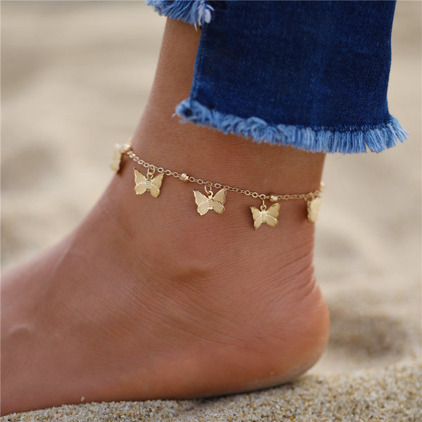 Trendy Colorful Beads Butterfly Anklets For Women