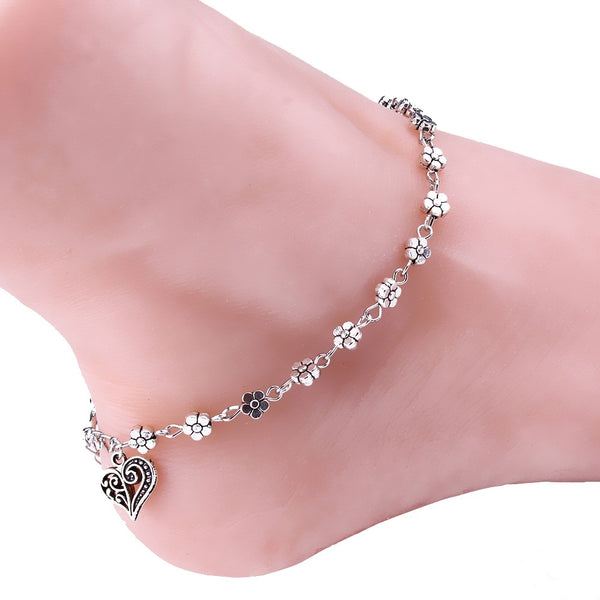 Silvers Bead Chain Anklet Bracelet Barefoot Sandal Beach Foot Anklet