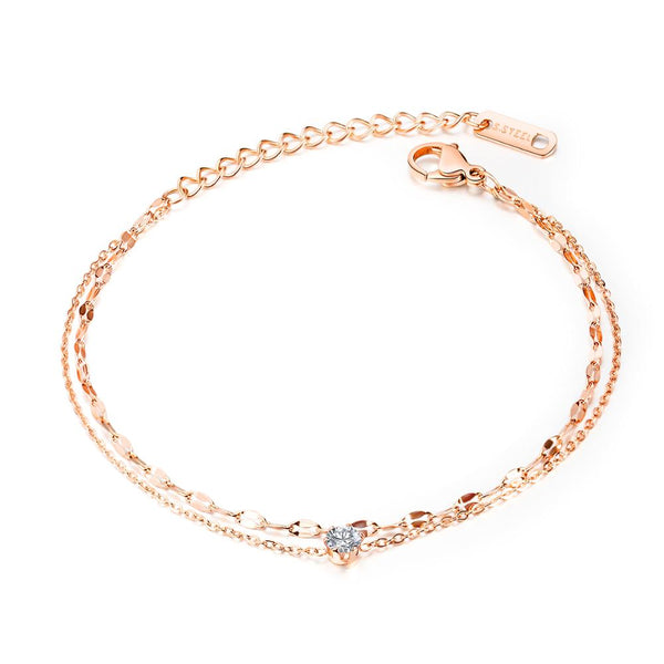 Simple Zircon Multi-layered Anklet