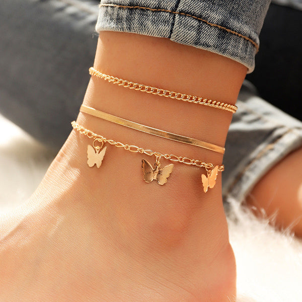 Cool Metal Chain Anklets for Women Fashion Butterfly Ankle