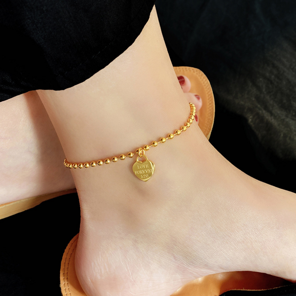 Beaded Heart Love Forever Elegant Charm Chain  Anklet For Women