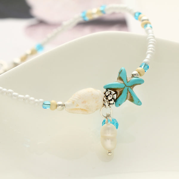 Fashion Bohemian Imitation pearls Starfish Charms Bracelets Anklets For Women