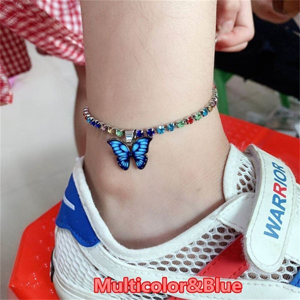 Fashion Butterfly Charms Crystal Anklet Women