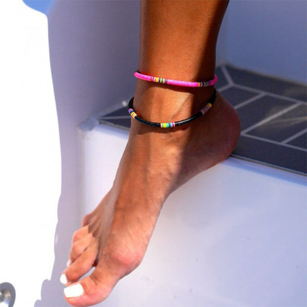 Summer Multicolor Acrylic Beaded Anklet