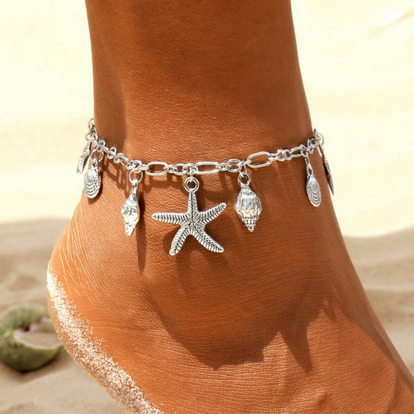 Vintage Anklets for Women Starfish Shell Pendant Anklet