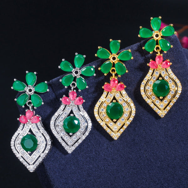 Vintage Nigerian Women Party Big Flower Long Drop Earrings