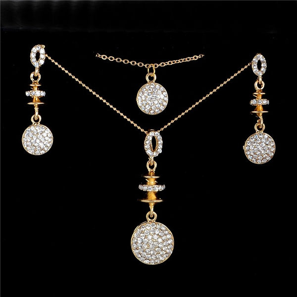 Crystal Rhinestone Earrings Multilayer Necklace Pearl Jewelry Sets