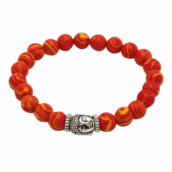 Red Natural Stone Bead Buddha Bracelets