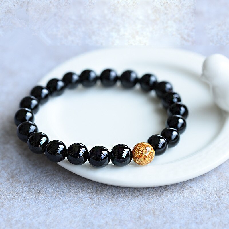 Natural Black Onyx Stone Beads Bracelets