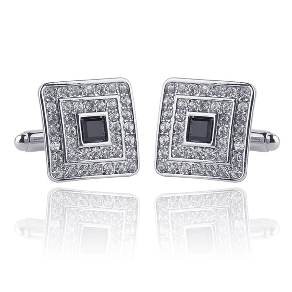 Luxury Rhinestone Crystal Square Custom Enamel Cufflink