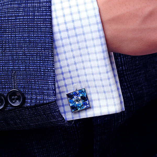 Fashion Blue Crystal Cuff link