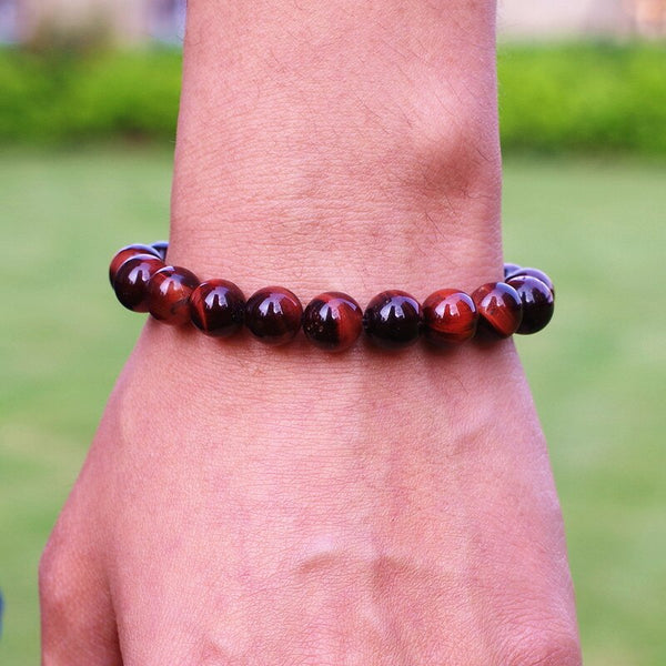 10mm Red Tiger Eye Beads Bracelet