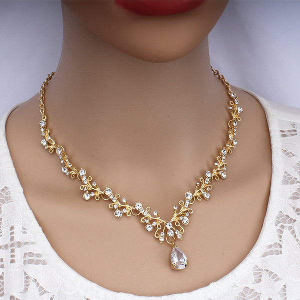 Dress Accessories Crystal Necklace Earrings Set