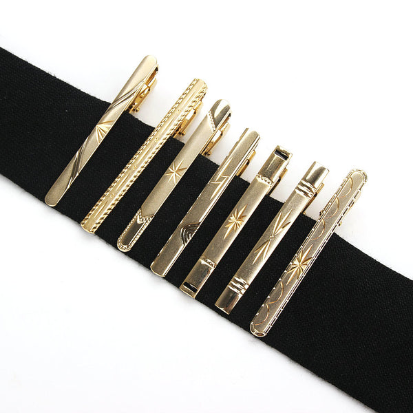 Classic Simple Style Pin Clasp Gold Color Male Necktie Clip