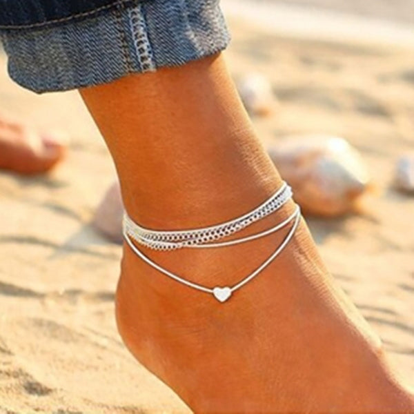 Fashion Heart Female Anklets Barefoot For Women