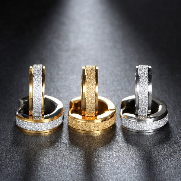 Anti-allergic titanium steel buckle earrings for women