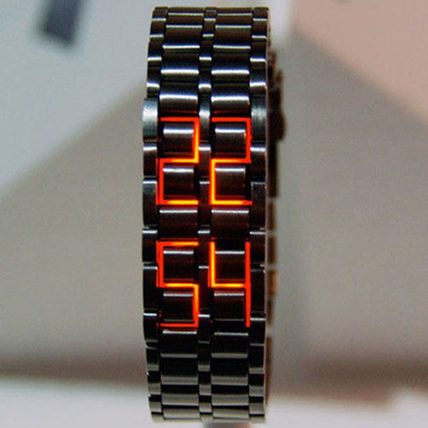 Fashion Black Full Metal Digital Lava Wrist Watch