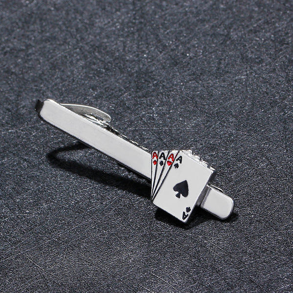 poker enamel tie clip for man groove Clips Cufflinks set