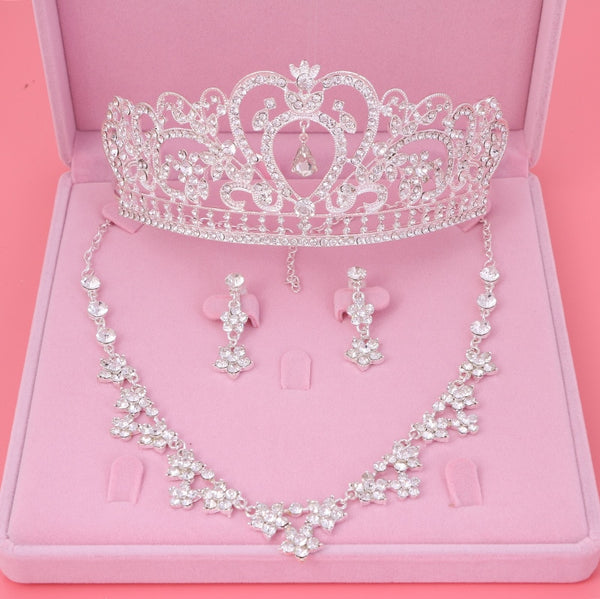 Gorgeous Heart Wedding Tiara Jewelry Sets