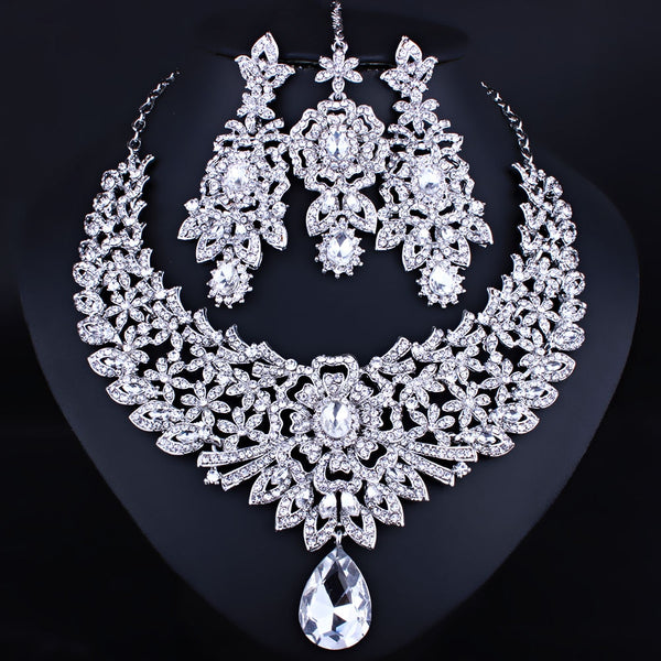 Wedding Jewelry Classic Indian Bridal Necklace Earrings and Frontlet set