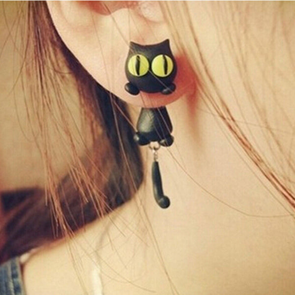 1 pair New Design Handmade yellow eyes Cute Cat Stud Earring