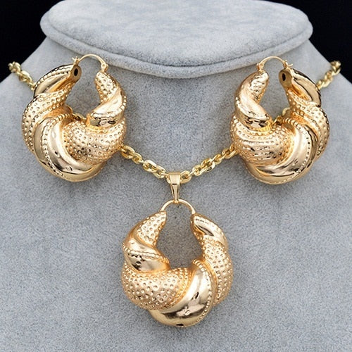 Women Big Necklace Earrings Pendant Romantic Jewelry Sets