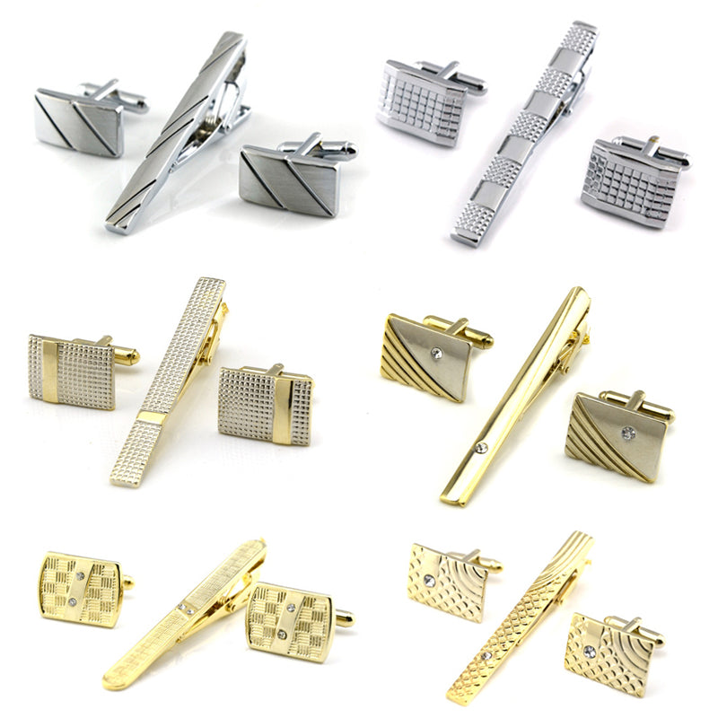 Gold Tie Clip and Cufflink Set