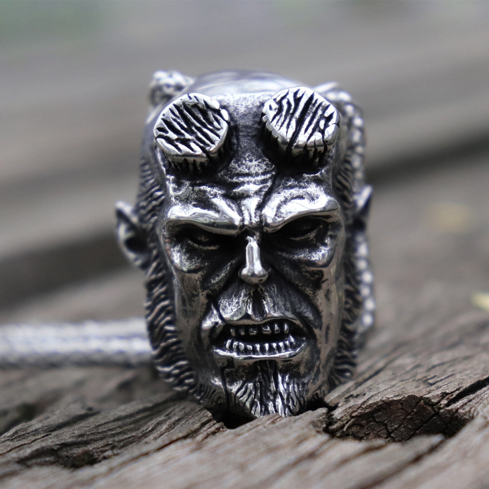 Mens Heavy Hellboy Devil 316L Stainless Steel Pendant