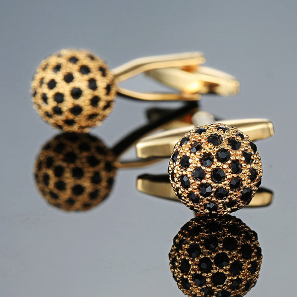 Jewelry Brand Golden Crystal Ball Cuff link