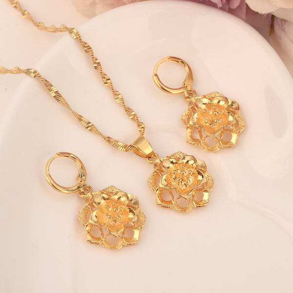 Gold flower Ethiopian Jewelry Sets